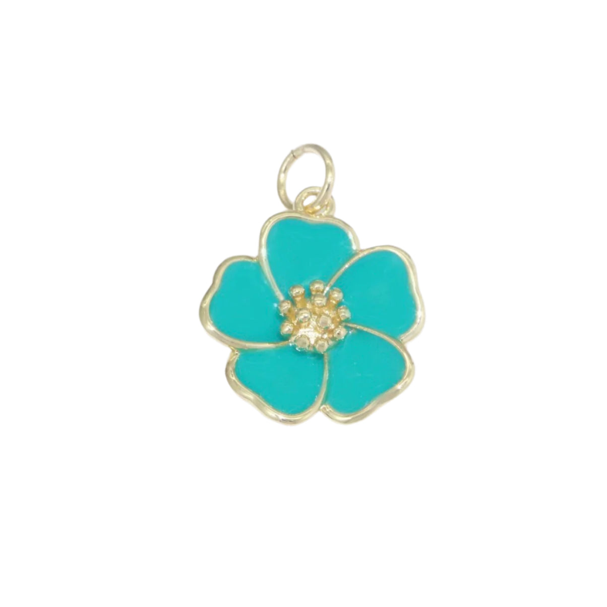 Turquoise Preppy Hibiscus Flower Charm