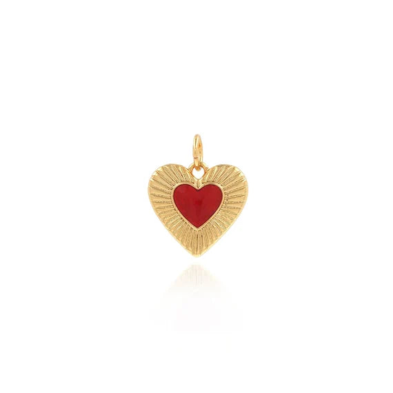 Red + Gold Heart Charm