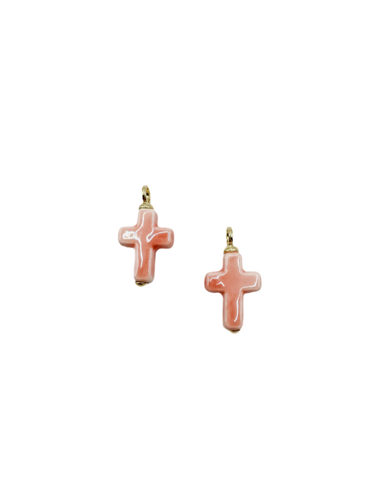 Ceramic Pink Cross Charm