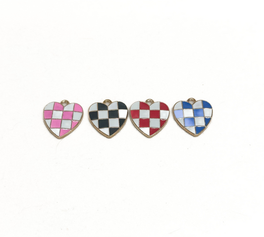 Checkered Heart Charm