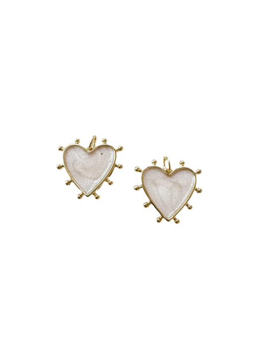 White Shell Heart Charm