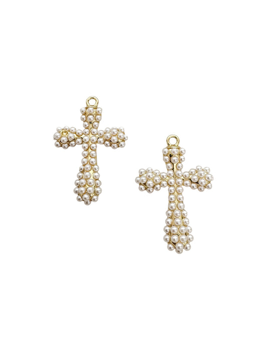 Pearl Bubble Cross Charm