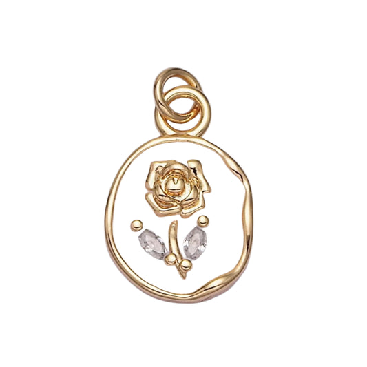 The White & Gold Rose Charm