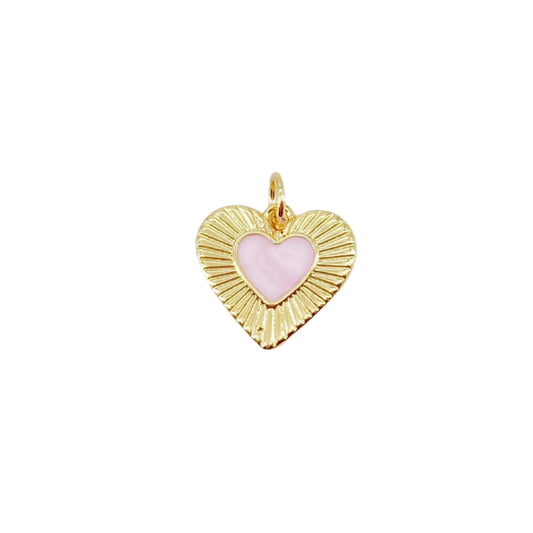 Pink + Gold Heart Charm