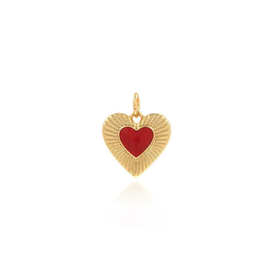 Red + Gold Heart Charm